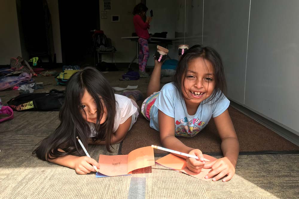 Day campers coloring inside