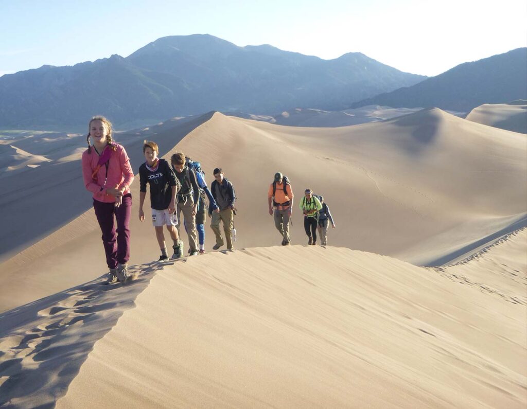 Hiking through the Great Sand Dunes National Park.