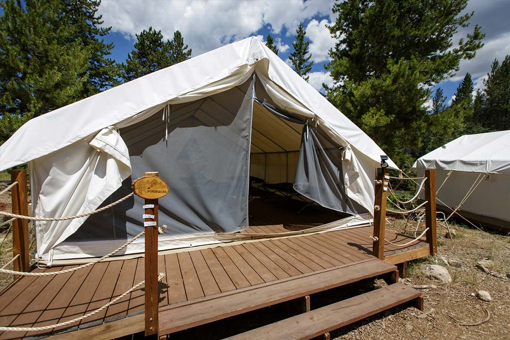 Front porch view of the Snake River Village tents