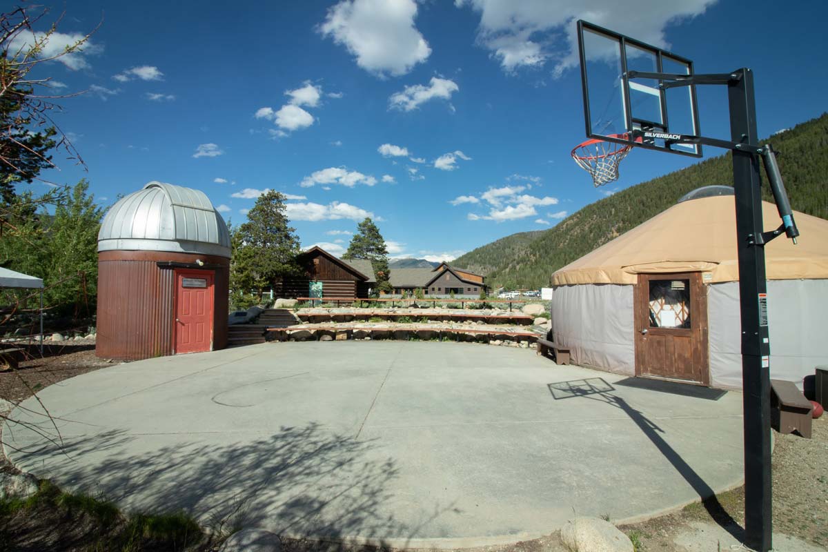 The Launchpad on campus with our observatory and yurt.
