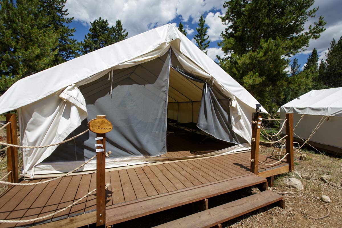 The entrance of the Ponderosa tent in Snake River Village