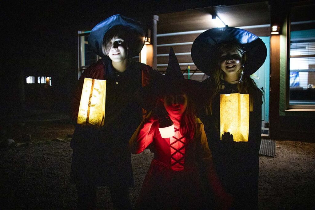 Campers trick-or-treating at Harvest Camp