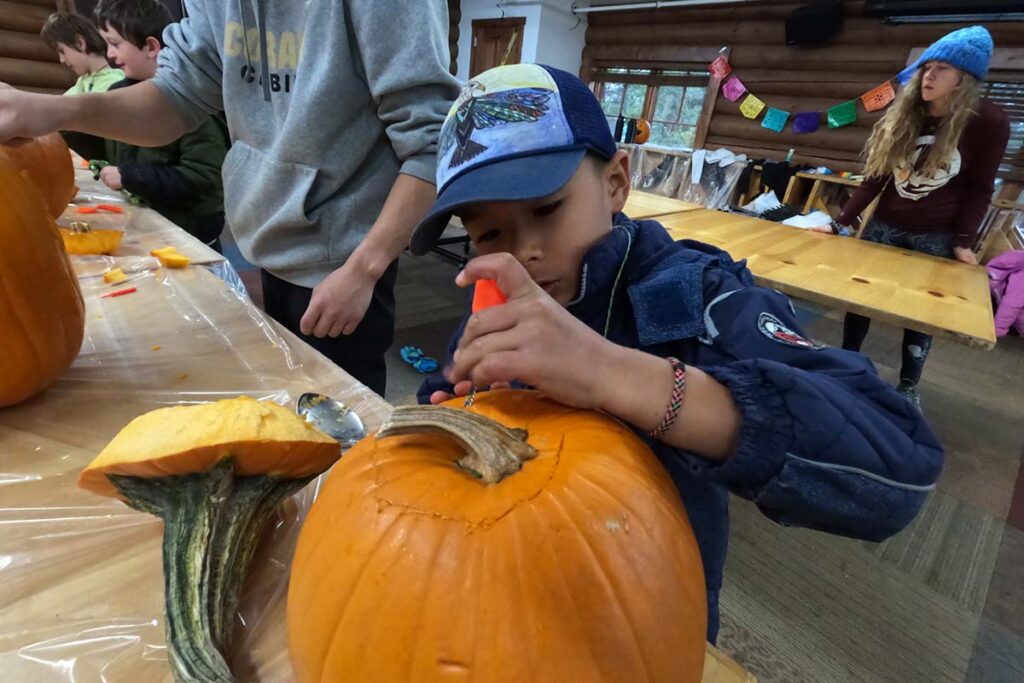 Pumpkin carving at Harvest Camp